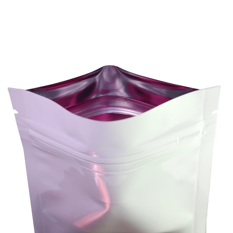 QQ Studio 100x Premium Smell Proof Food Safe Double-Sided Color Mylar Foil Flat Heat Sealable Sample QuickQlick Zipper Seal Bag 7.5x10cm (3x4") (White) - Image 4